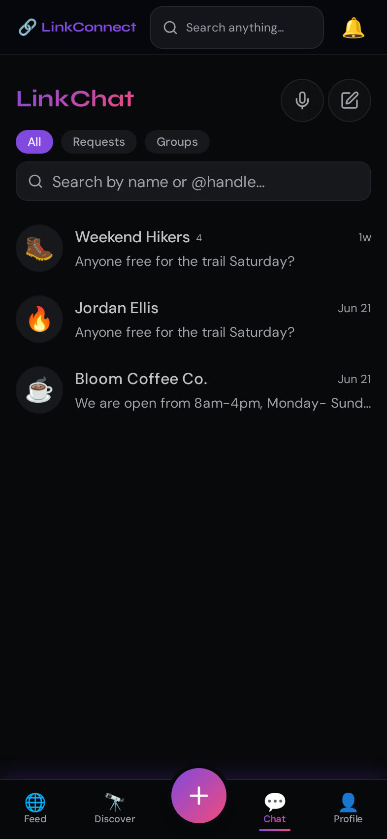 LinkConnect encrypted LinkChat conversation