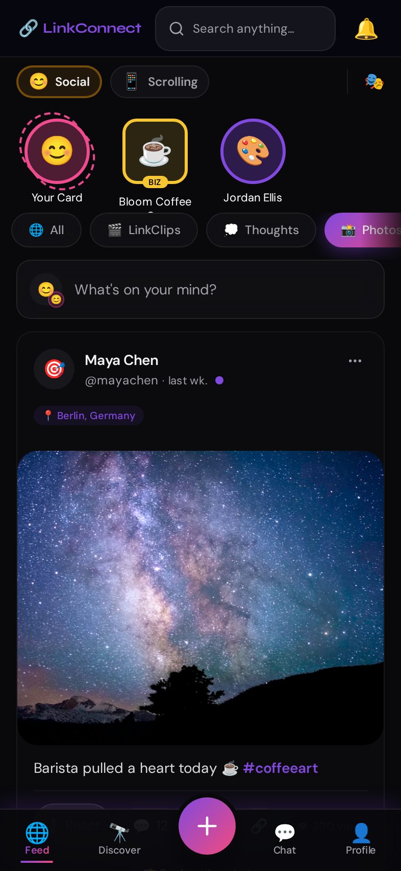 LinkConnect chronological photo feed
